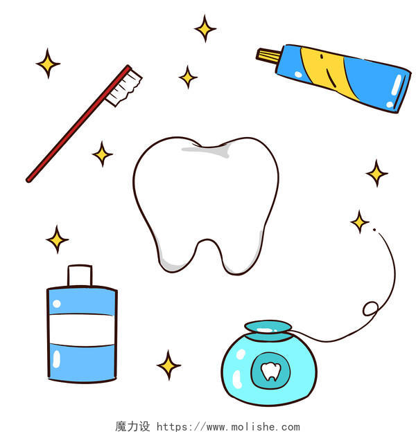 卡通手绘牙科医疗口腔牙齿素材